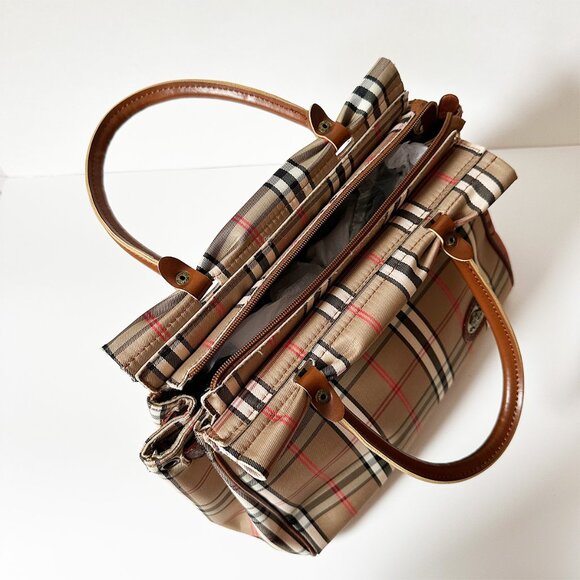 Plaid Leather Satchel Purse - Picture 4 of 9